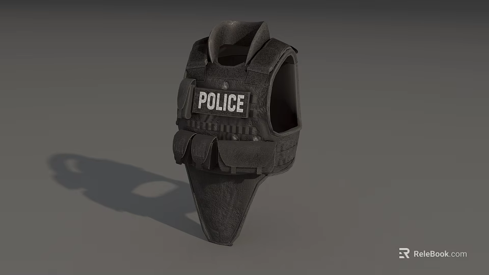 Black Police Tactical Vest With Protective Design And Utility Pockets 3d model 