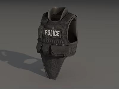 Black Police Tactical Vest With Protective Design And Utility Pockets 3d model
