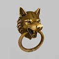 Brass Wolf Head Door Knocker With Twisted Ring For Traditional Door Decoration