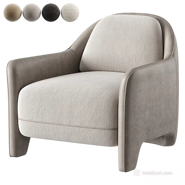 Modern Elegant Fabric Accent Chair With Curved Armrests And Comfortable Seat Design 3d model 