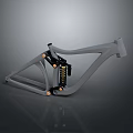 Gray Bicycle Frame With Suspension System Black Components And Metal Springs