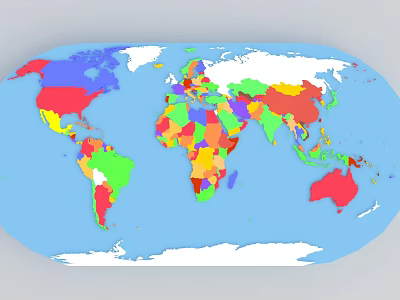 Colorful World Map Wall Decor for Home Office Living Room 3d model