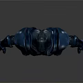 Detailed 3D Model of Armored Character With Blue Metallic Armor and Black Warrior Gear