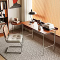 Modern Study Desk Bookcase Shelf 3d model