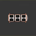 Three Parallel Orange White Industrial Equipment Units With Blue Panels And Support Legs Numbered 04
