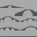 Various Designed Landscape Bridges With Arched Structures Stone Like Appearance And Railing Details