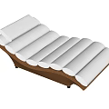 Modern Lounge Chair With Brown Frame And Multiple White Cylindrical Cushions