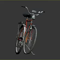 Red Bicycle with Black Seat Silver Wheels Classic Design Handlebars and Reflectors