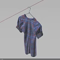 Stylish Short Sleeve Plaid Dress In Blue And Red Hanging On Hanger