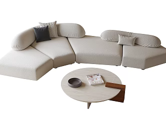 Modern Sofa Coffee Table Combination Coffee Table Curved Sofa 3d model