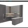 Modern Kitchen Interior With Gray Cabinets Marble Countertop And Island Design
