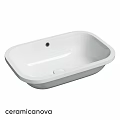 White Oval Shaped Ceramic Washbasin for Bathroom Countertop With Smooth Surface Design