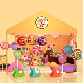 Candy House Tent Display With Colorful Lollipops Donuts And Sweet Decorations