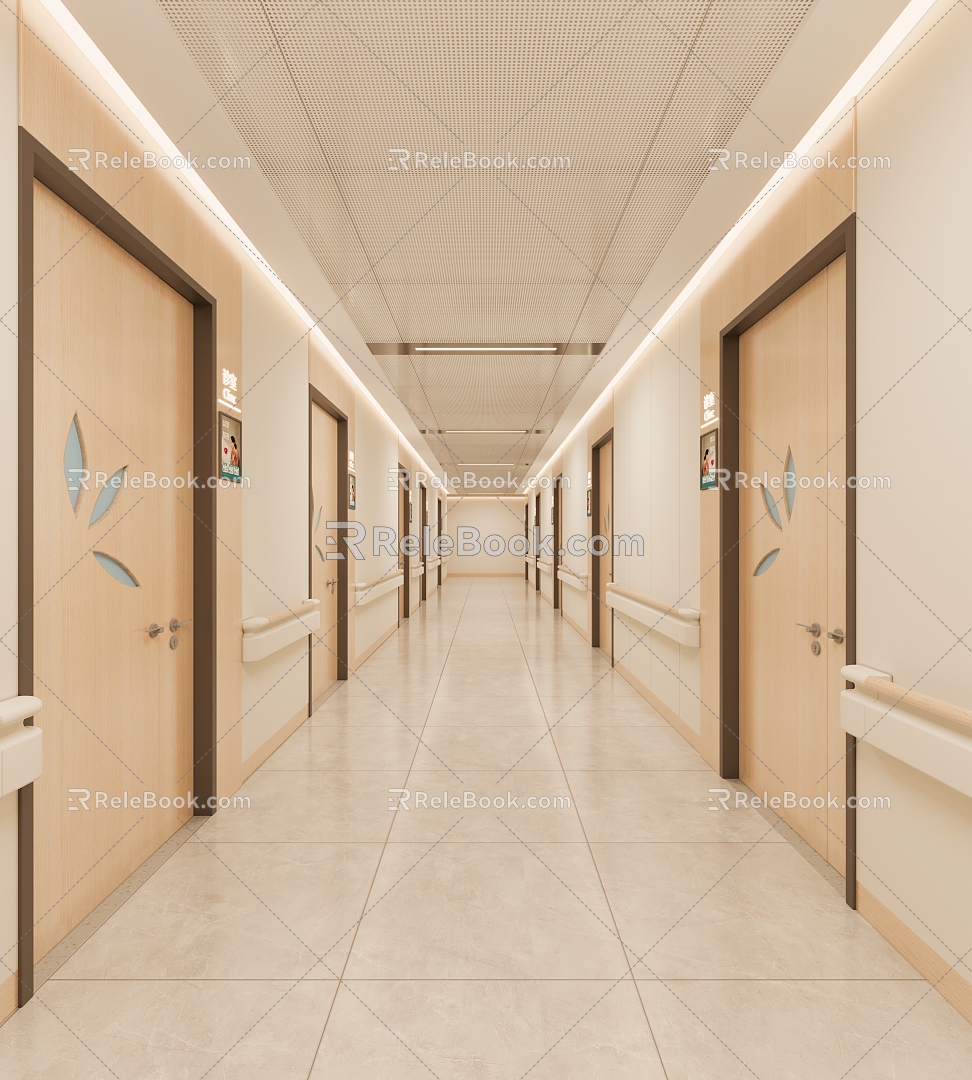 Modern Hospital Corridor Corridor 3d model