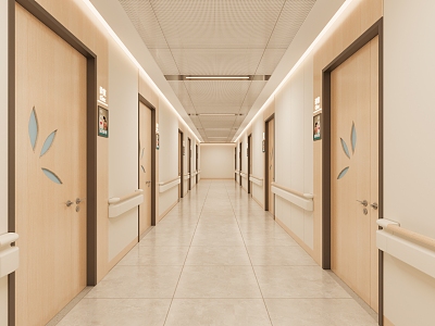 Modern Hospital Corridor 3d model