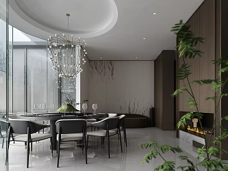 Modern Room Restaurant Box 3d model