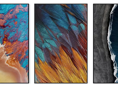 Abstract Decorative Paintings With Vibrant Blue Orange And Gray Textures For Wall Art 3d model