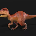 3D Cartoon Dinosaur Model With Reddish Brown Standing Pose Fierce Expression On Black Background 3d model