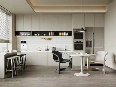 Modern Tea Room Tea Cabinet Casual Table and Chair Bar Counter 3d model