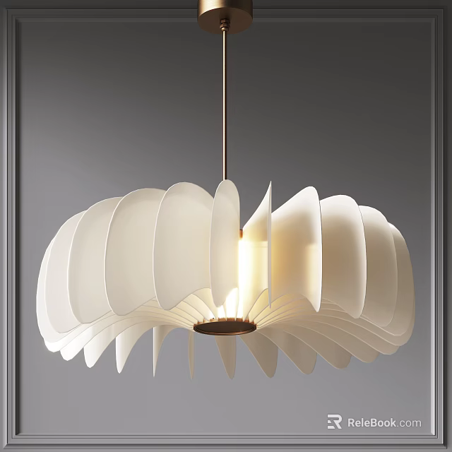 Elegant Modern White Petal Design Pendant Light with Soft Lighting for Home Interior 3d model 