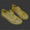 White Canvas Casual Shoes With Classic Laced Design And Distressed Worn Look