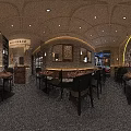 Stylish Industrial Korean Cuisine Restaurant Interior With Warm Ambient Lighting And Comfortable Dining Seats