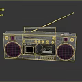 Vintage Silver Boombox With Cassette Player Speakers Antenna And Metal Design