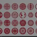 Red Round Paper Cut Wall Decor with Traditional Floral Geometric Animal Motifs