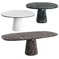 Stylish Marble Dining Tables With Circular Oval Shapes Pedestal Bases And Various Textures