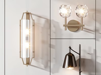 Elegant Modern Wall Sconces With Metal Frame Crystal And Glass Design For Home Decor 3d model