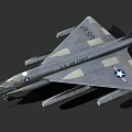 U.S. Air Force Gray Tactical Fighter Jet With Underwing Mounted Missiles 3d model
