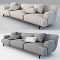 Modern Upholstered Light Gray Three Seater Sofa With Plush Pillows And Black Legs 3d model