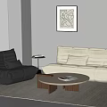 Cream Caterpillar Sofa Coffee Table Combination Single Sofa Multi-Person Sofa Lazy Sofa 3d model