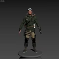 Game Movie Character Wearing Green Tactical Outfit With Compound Bow Backpack And Knee Pads