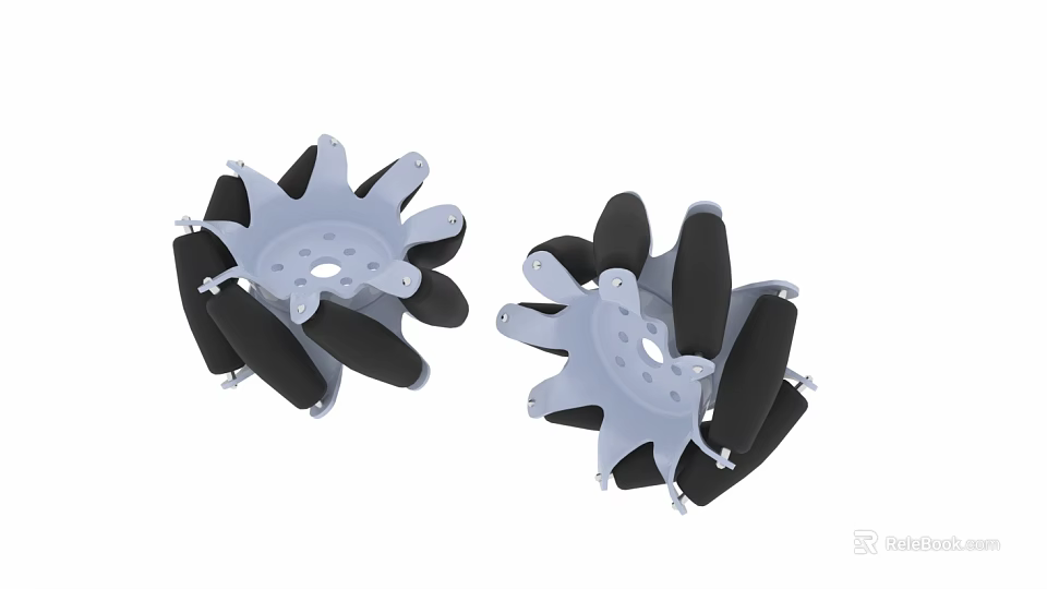 Multi Wheel Tire Design With Black Wheels And Grey Hub Structure 3d model