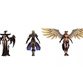 Game Movie Characters With Winged Designs Armor Costumes And Varied Outfits