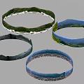 Four Decorative Bracelets Featuring Natural Landscape Scenery And Unique Patterns 3d model