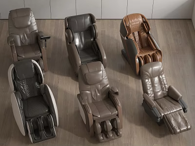 Multiple Styles of Leather Massage Chairs in Different Colors and Designs 3d model