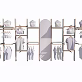Wooden Retail Display Shelves For Clothing Store With Hats Bags And Plants