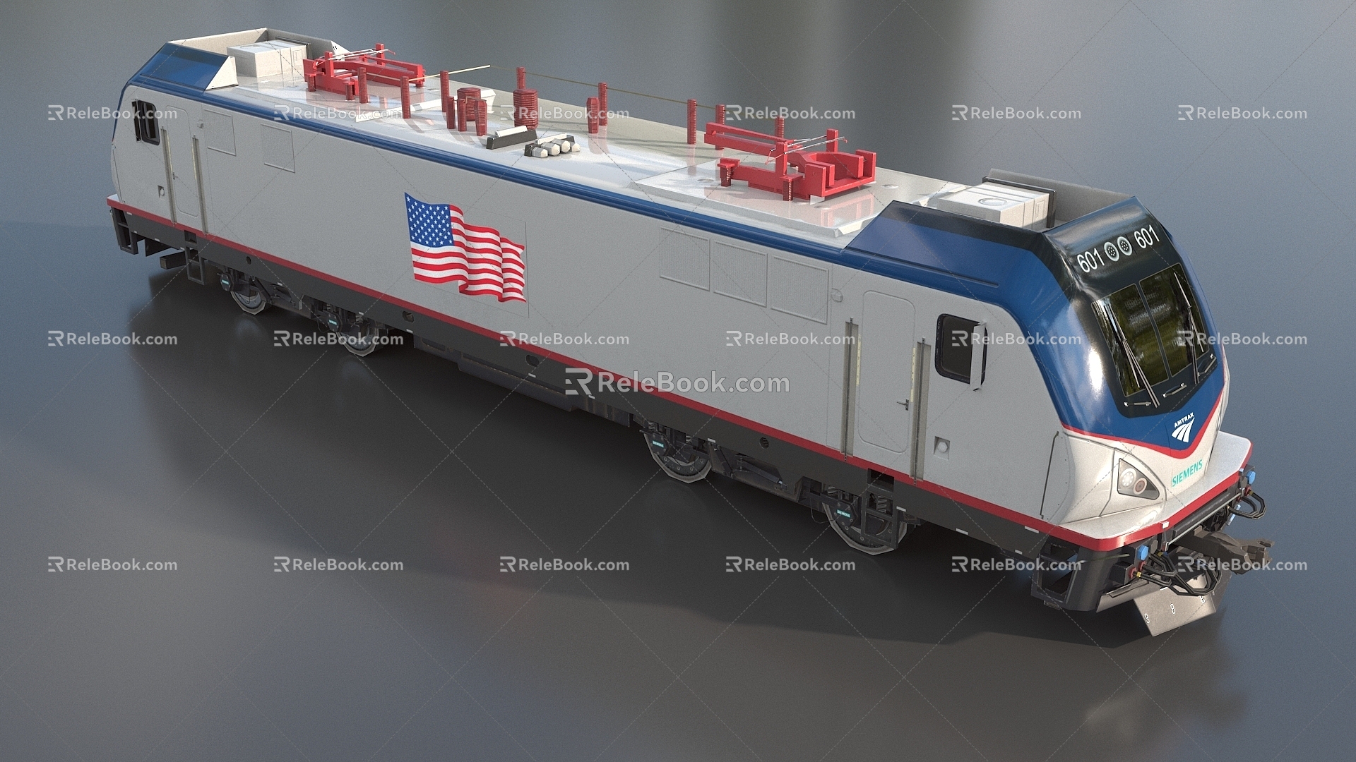 High-speed train train Siemens ACS64 electric locomotive low face number low model simple model game sub-era film and television level realistic high precision 3d model