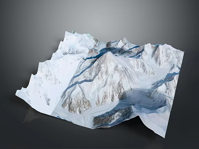 Snowy Mountain Landscape With Detailed Peaks And Snow Covered Ridges 3d model