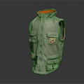 Stylish Gray Vest with Orange Collar Multiple Pockets and Emblem Design 3d model