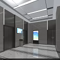 China Telecom Lobby Interior With Marble Floor Turnstiles Lockers And Screens