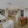 Luxury Jewelry Store Interior With Gold Counters Sofas And Floor Lamp 3d model