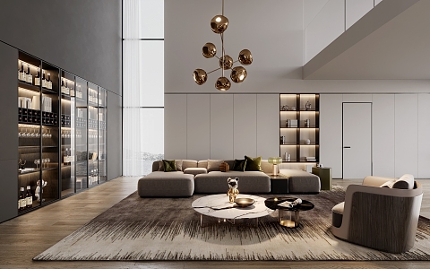 Modern Duplex Living Room Living Room 3d model