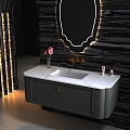 New Entry Luxury Style High-end Custom Bathroom Cabinet Combination Washstand Seamless Splicing All-in-One Basin 3d model