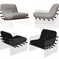 Modern Leisure Chair With Transparent Frame And Ribbed Upholstery In White Black Colors