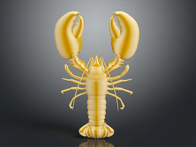 Shiny Golden Lobster Aquatic Animal With Large Claws And Smooth Exoskeleton Design 3d model