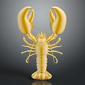 Shiny Golden Lobster Aquatic Animal With Large Claws And Smooth Exoskeleton Design