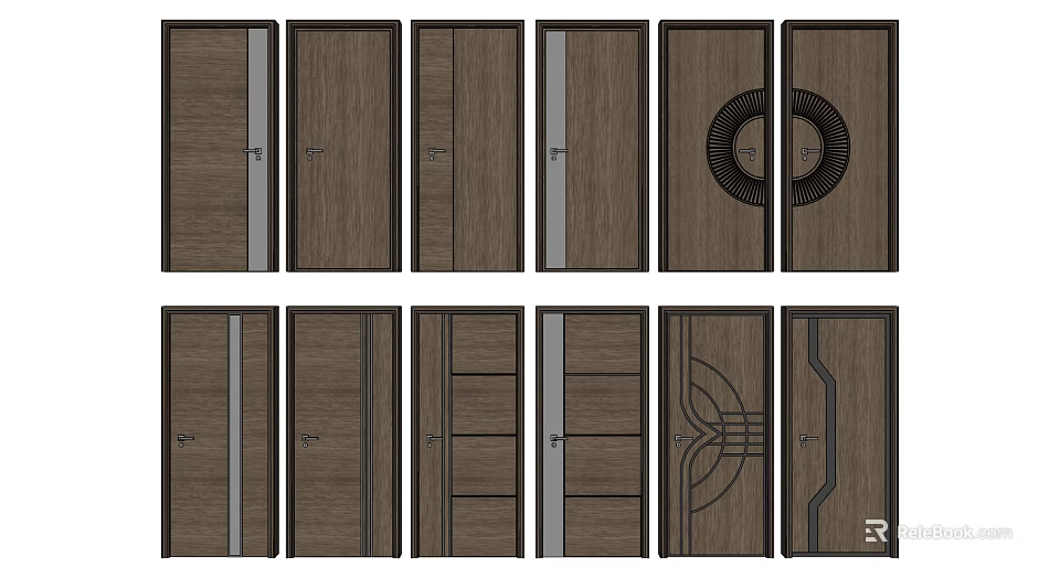 Interior Wooden Swing Door Designs With Various Panel Patterns And Styles 3d model